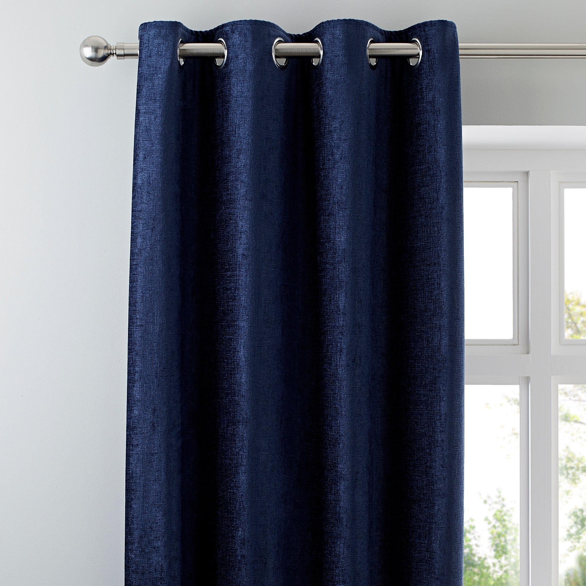 Chenille Navy Eyelet Curtains