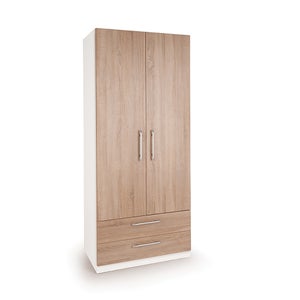 Euston Double 2 Drawer Wardrobe- White