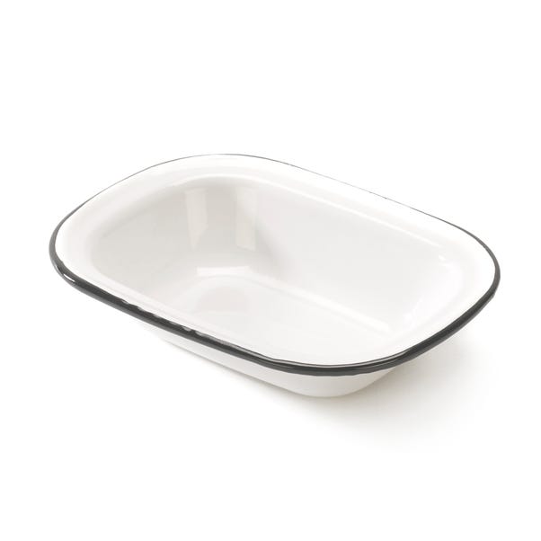 KitchenCraft Living Nostalgia Round Enamel Pie Dish - White / Grey 18.5 cm 7 