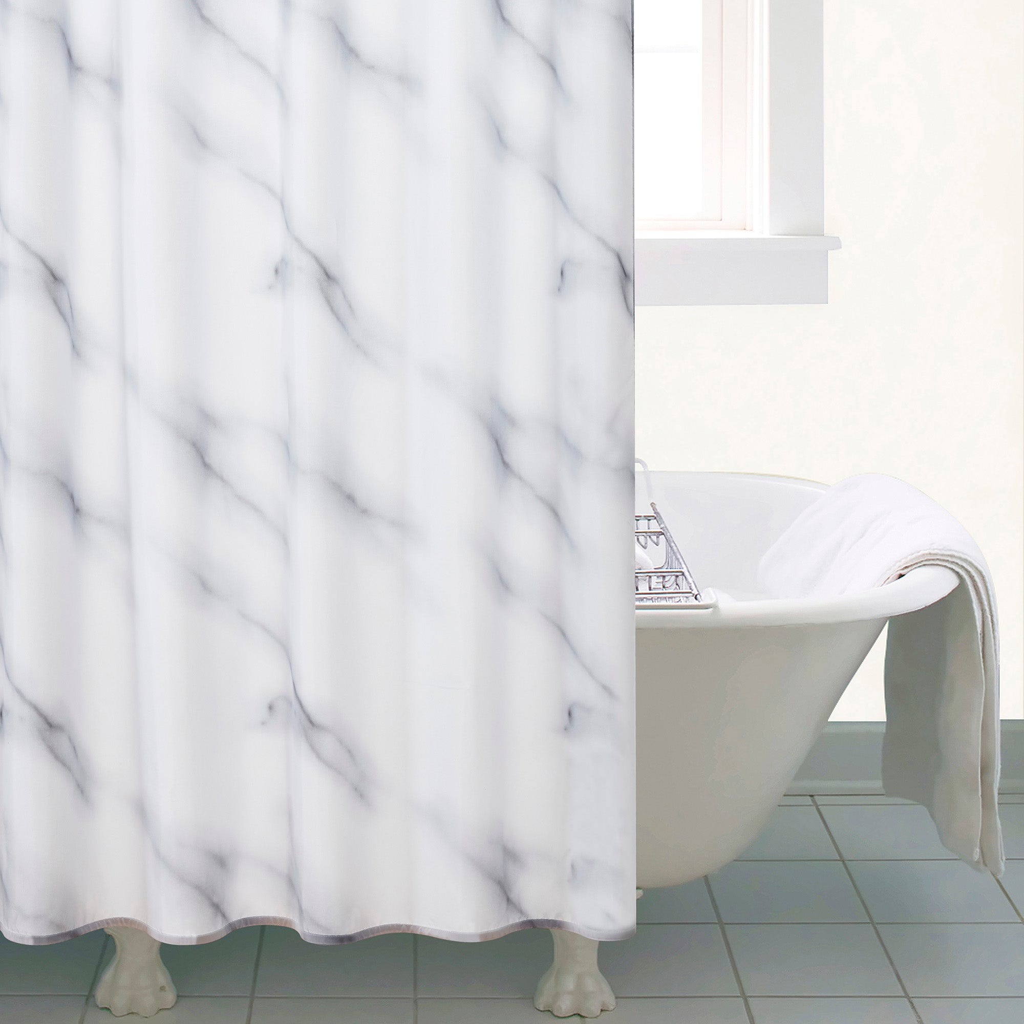 Marble Shower Curtain Black White
