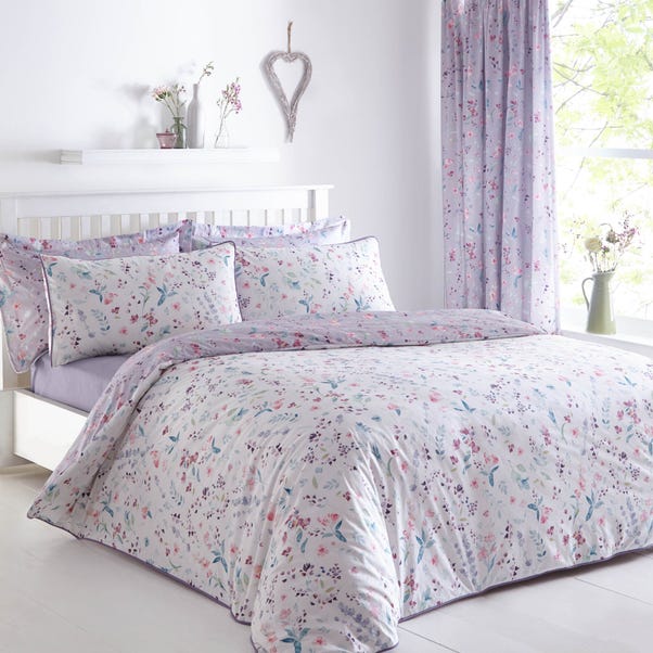 Botanical Meadow Reversible Purple Duvet Cover And Pillowcase Set