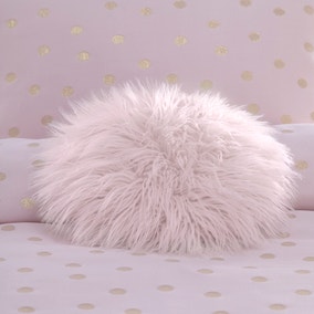 Circle Pink Faux Fur Cushion