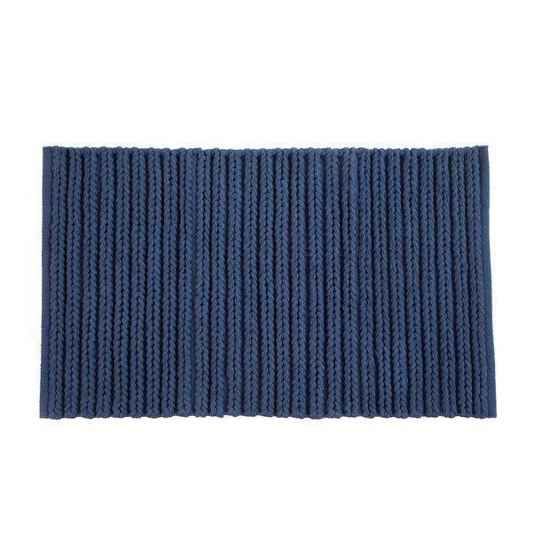 Cable Knit Navy Bath Mat