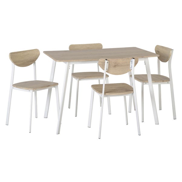 Riley Rectangular Dining Table with 4 Chairs, White White