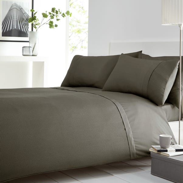 Waffle Grey Duvet Cover and Pillowcase Set  undefined