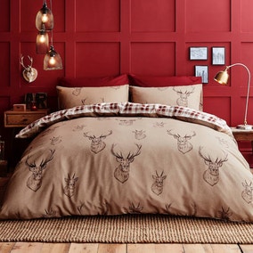 Catherine Lansfield Stag Natural Duvet Cover and Pillowcase Set