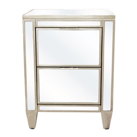 Fitzgerald 2 Drawer Bedside Table, Mirrored