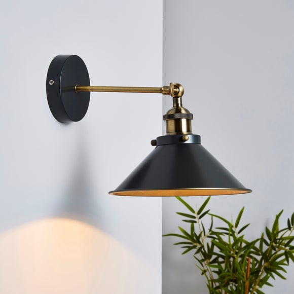 logan industrial black wall light