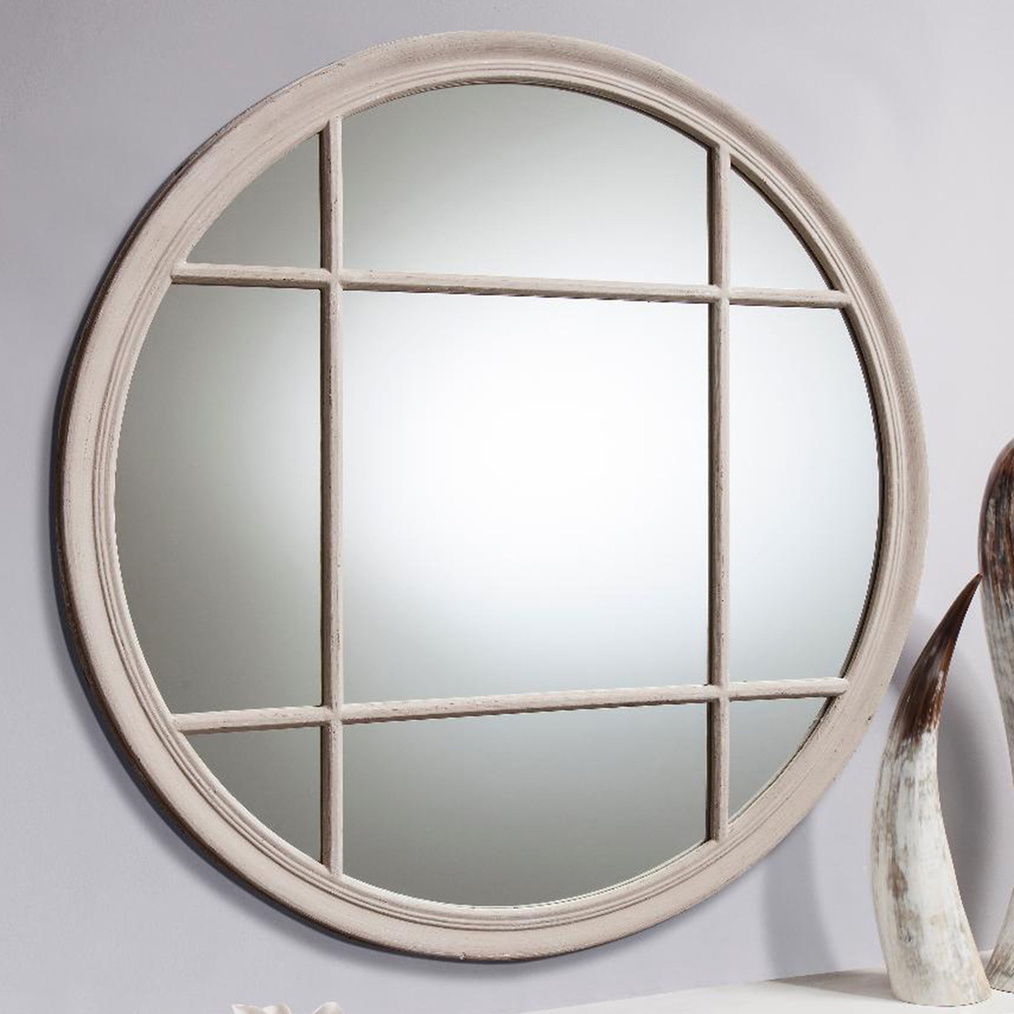 Click to view product details and reviews for Ezio Round Wall Mirror Natural.