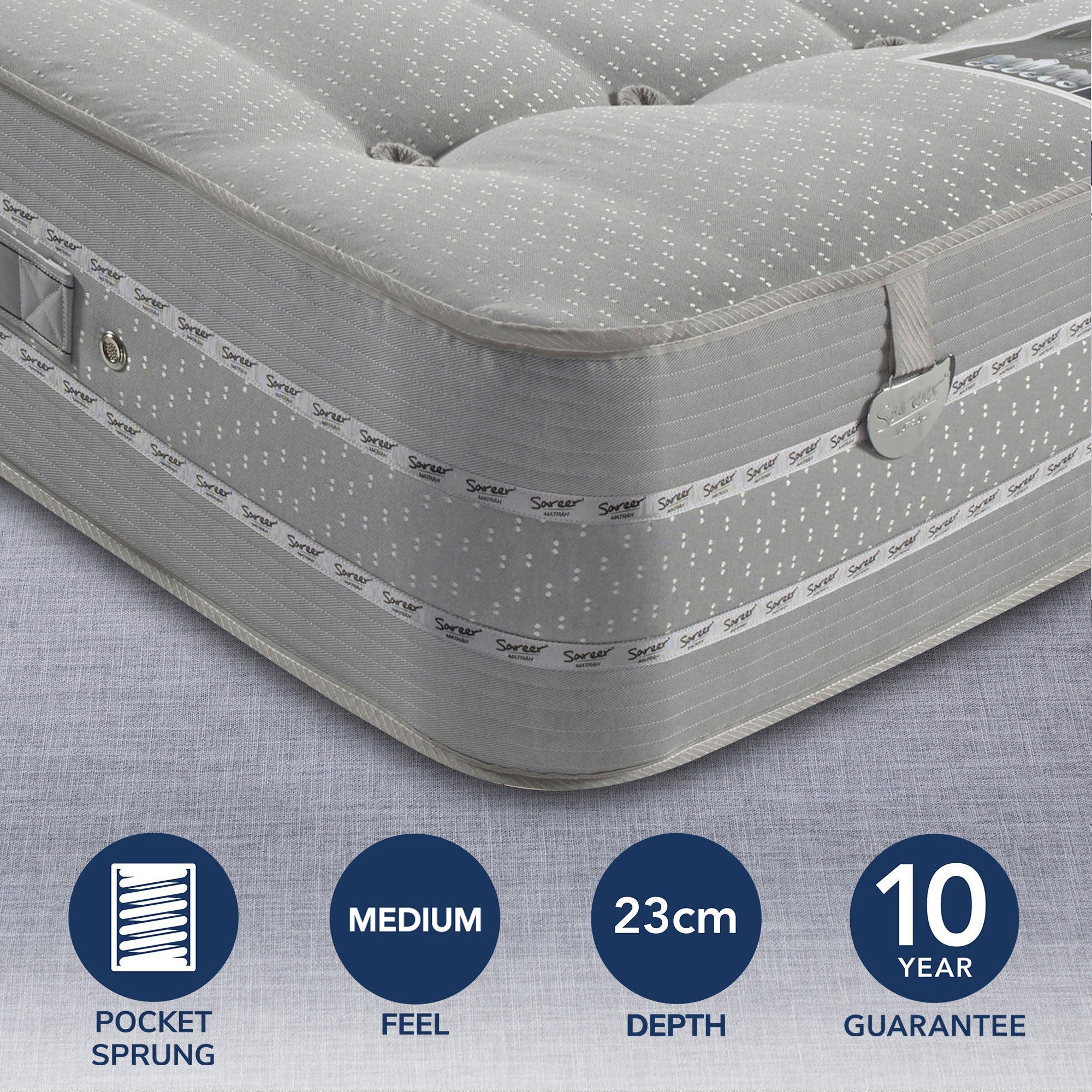 Pocketo Medium Firm 1500 Pocket Sprung Mattress Grey