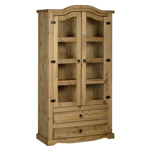 Corona Large Glass Display Unit- Pine