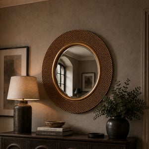 Yearn Round Beaded Wall Mirror