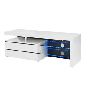 Milano White TV Stand with LED Lights