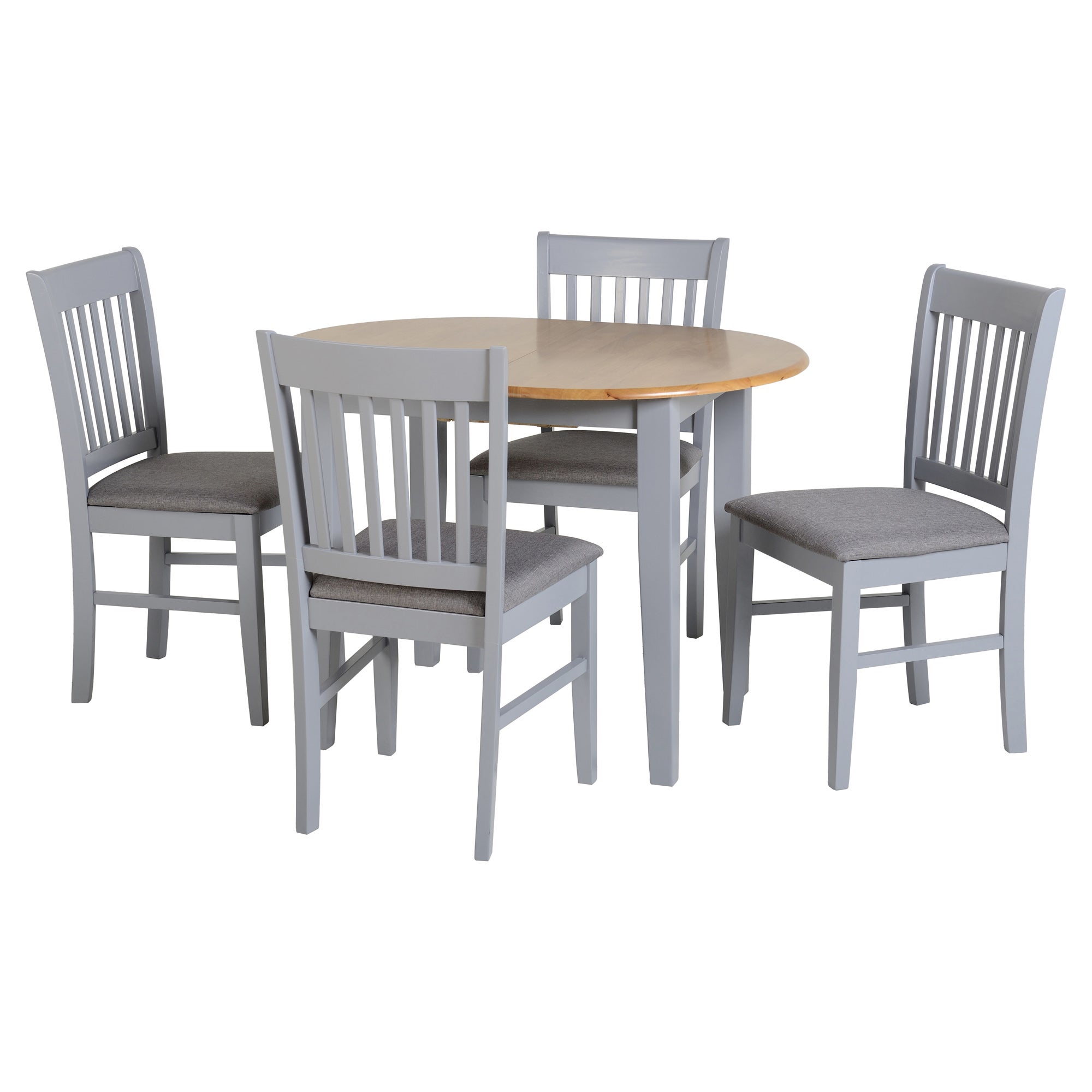 Oxford Oval Extendable Dining Table with 4 Chairs, Grey Grey