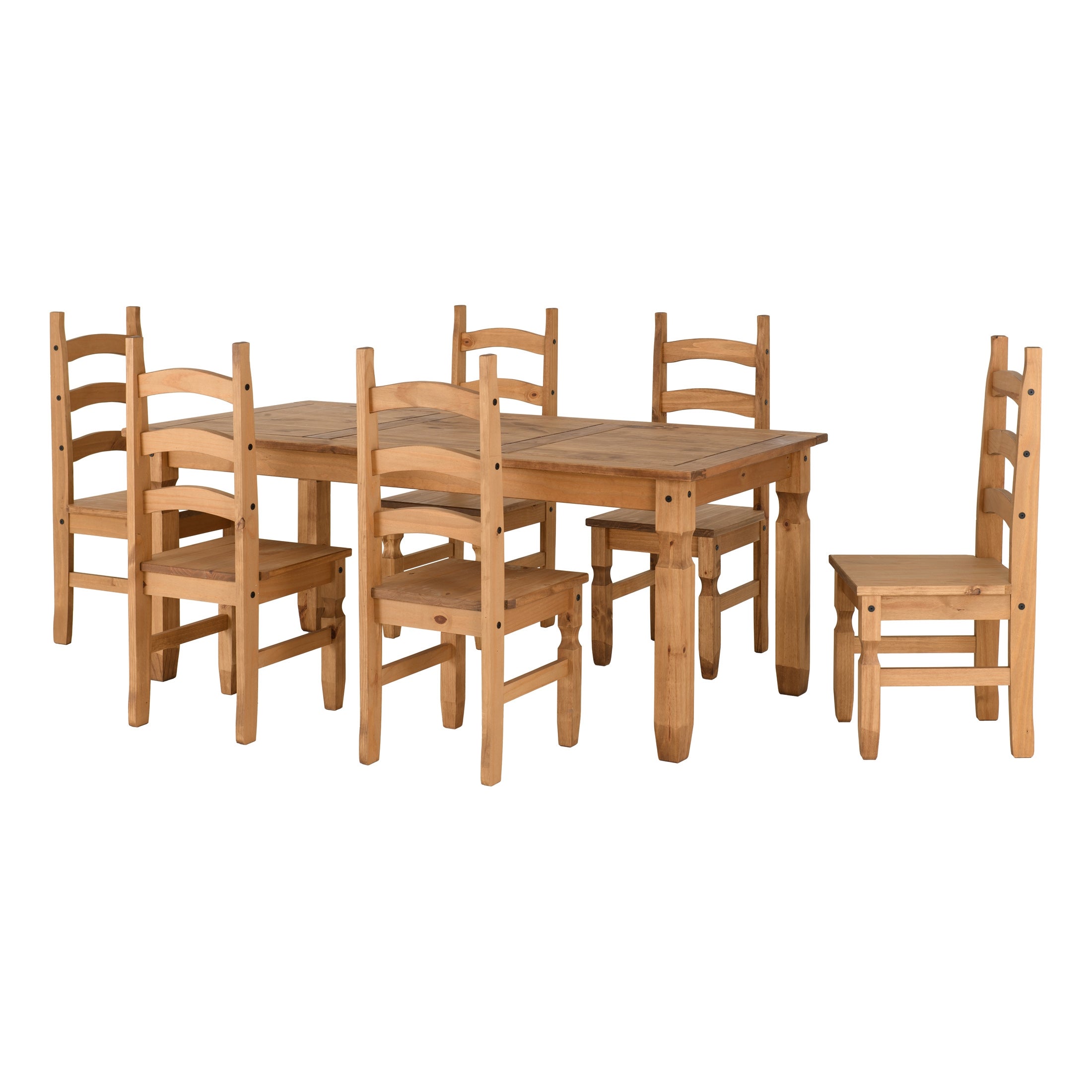 Corona Rectangular Dining Table with 6 Chairs Brown