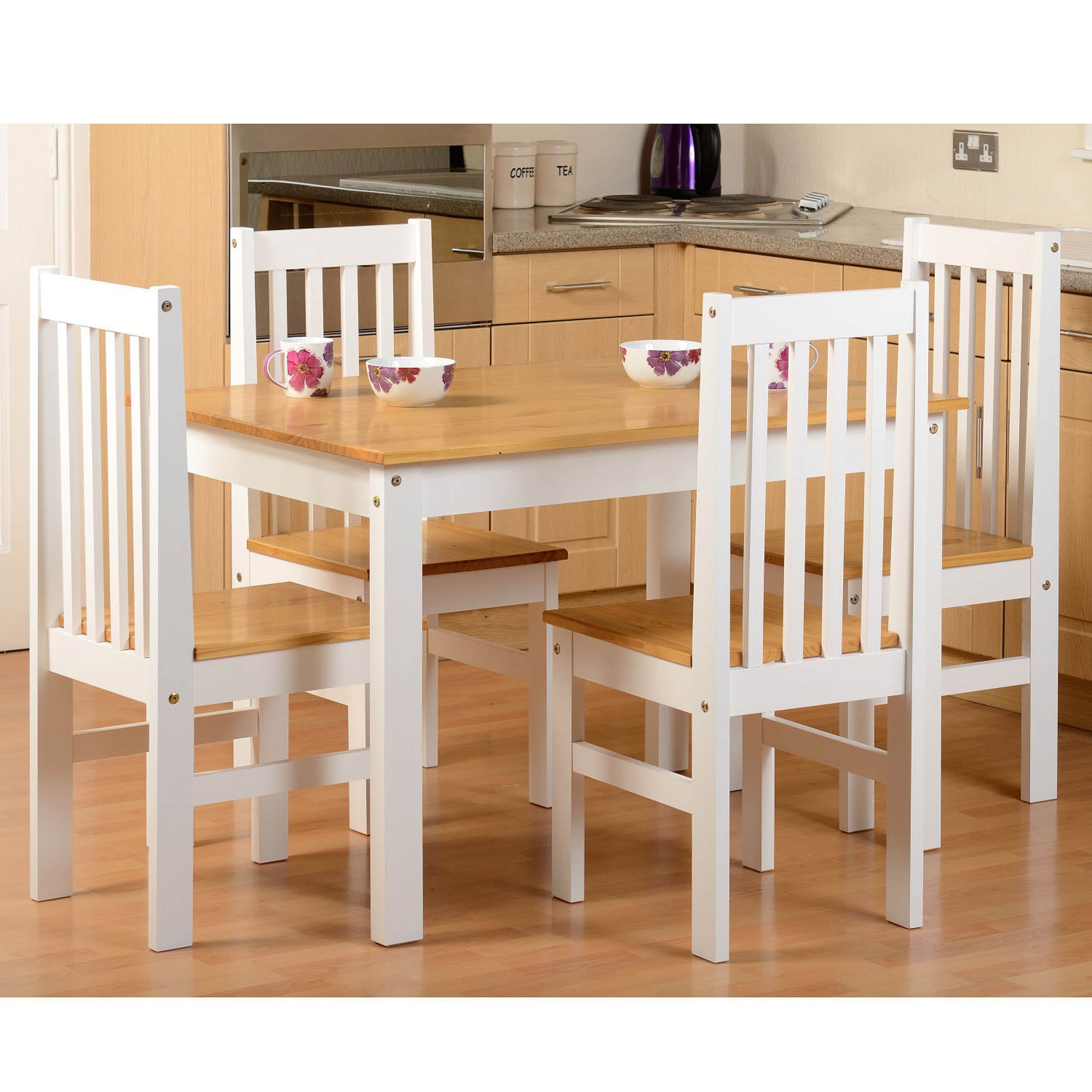 Ludlow Rectangular Dining Table with 4 Chairs, White White