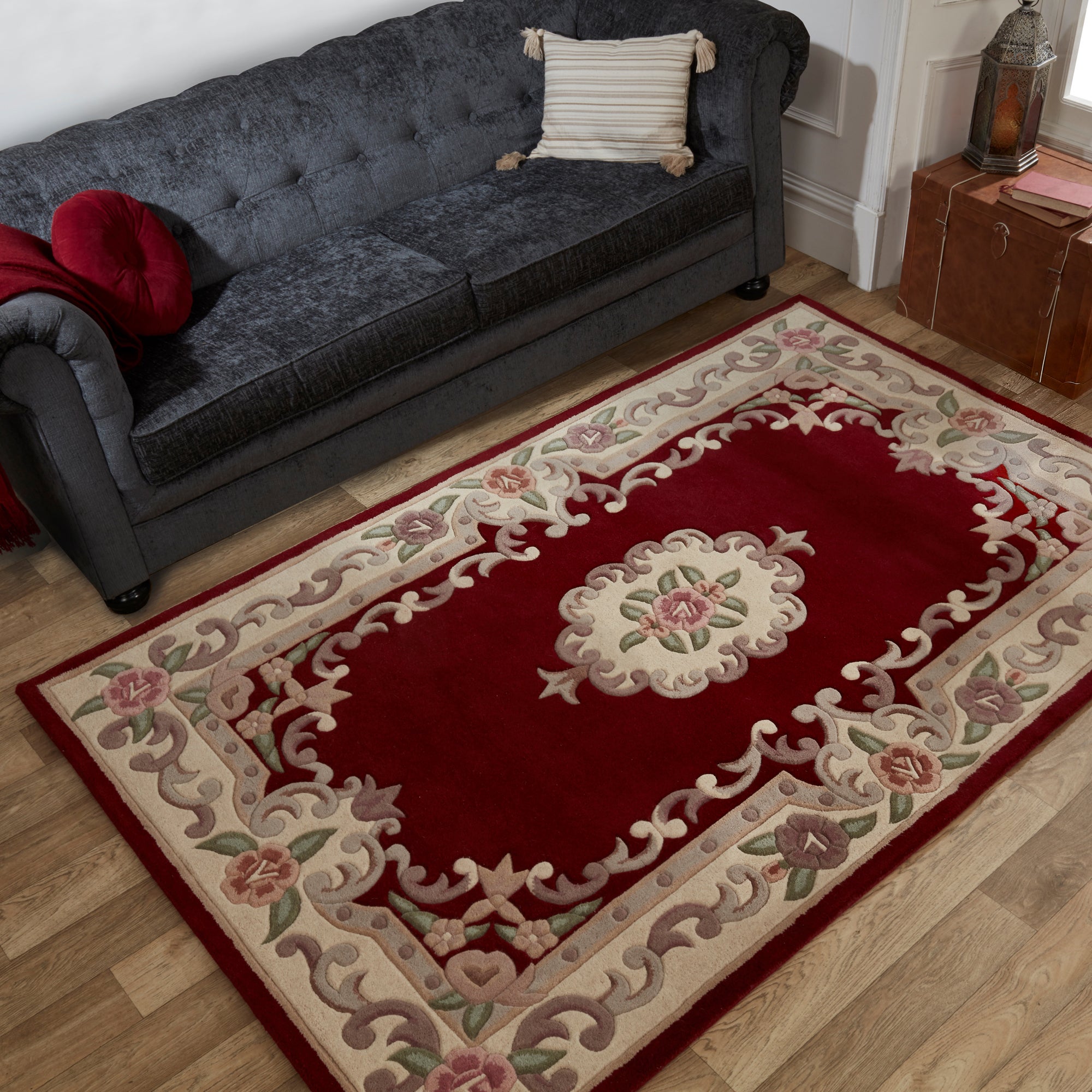 Lotus Premium Aubusson Rug Aubusson Red