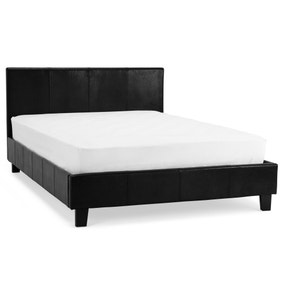 Dorset Black Faux Leather Bed Frame, Faux Leather Bed Frame With Mattress