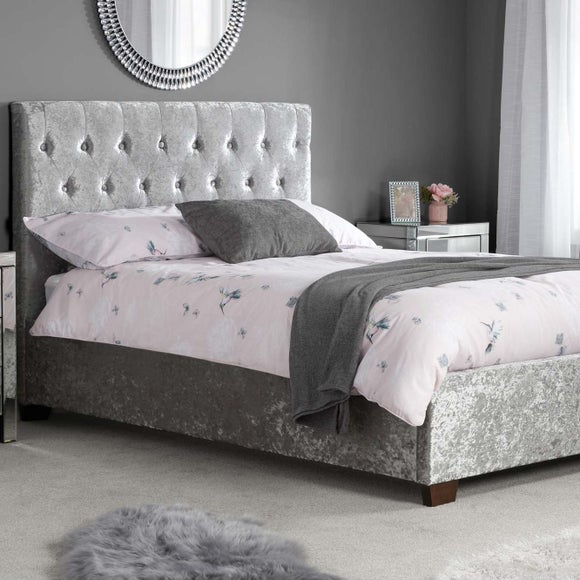 Silver crushed deals velvet bed frame