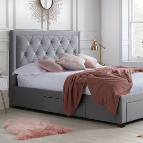 Woodbury Grey Fabric Bed Frame