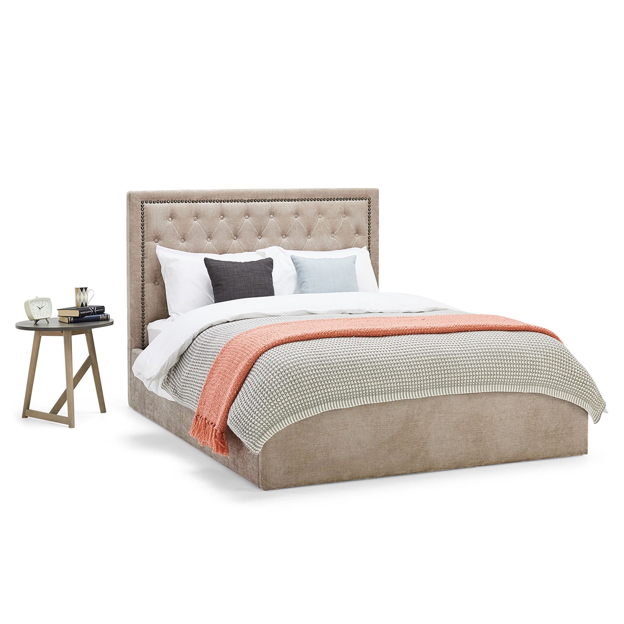 Rhea Upholstered Ottoman Bed Pink