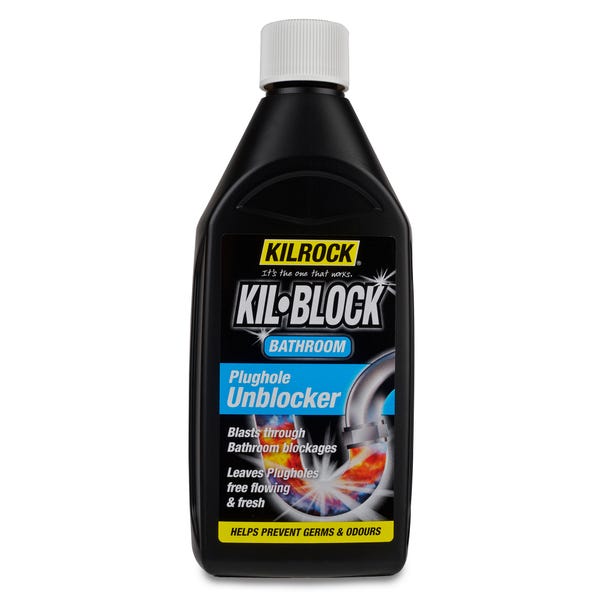Kilrock Kil-Block Bathroom Plughole Unblocker Black
