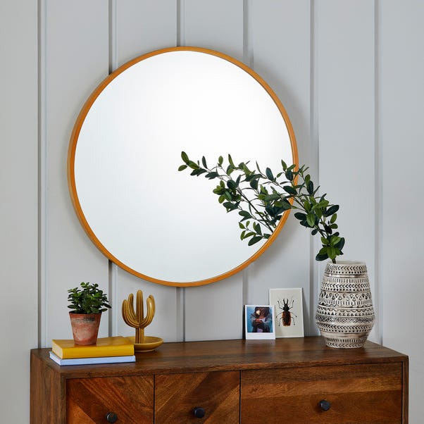 Wooden Round Wall Mirror 71cm Natural Dunelm Wooden Round Wall Mirror 71cm Natural, Round Wood Frame Mirror