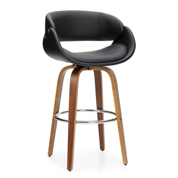 Torcello Black Faux Leather Bar Stool Black