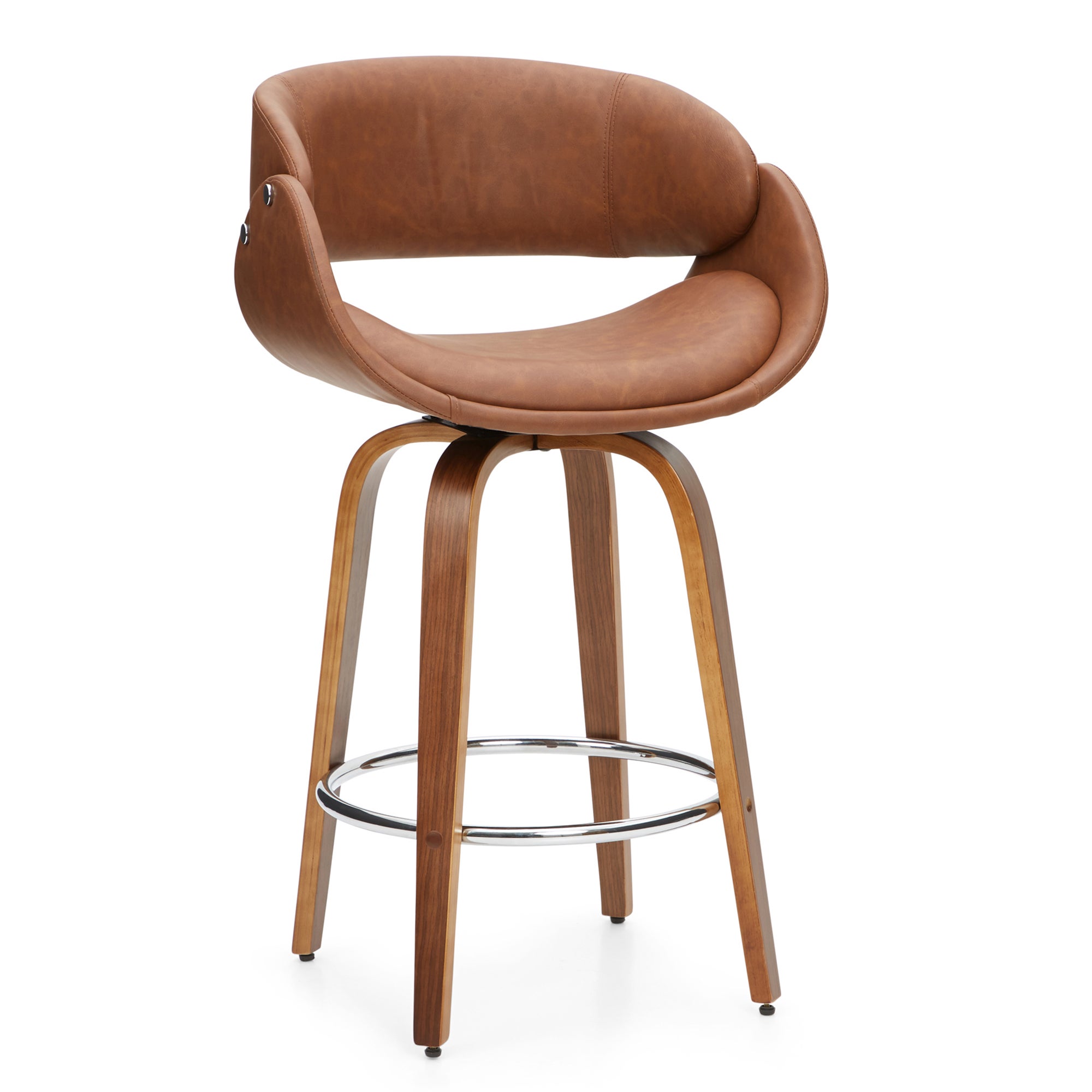 Torcello Bar Height Stool, Faux Leather Tan