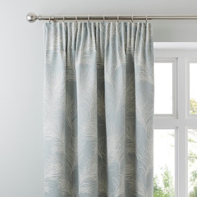 Feathers Duck Egg Pencil Pleat Curtains