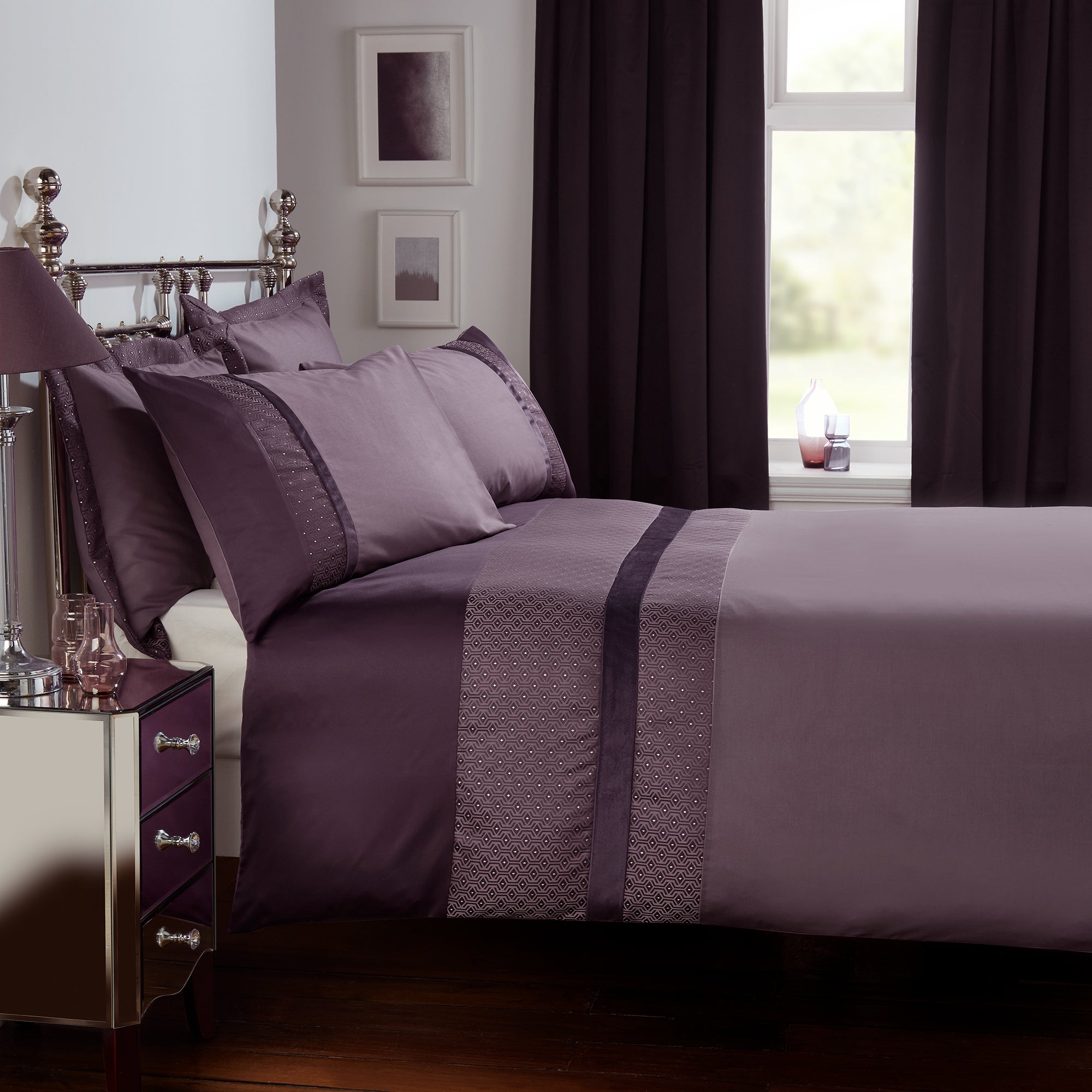 Julianna Purple Duvet Cover And Pillowcase Set Dunelm