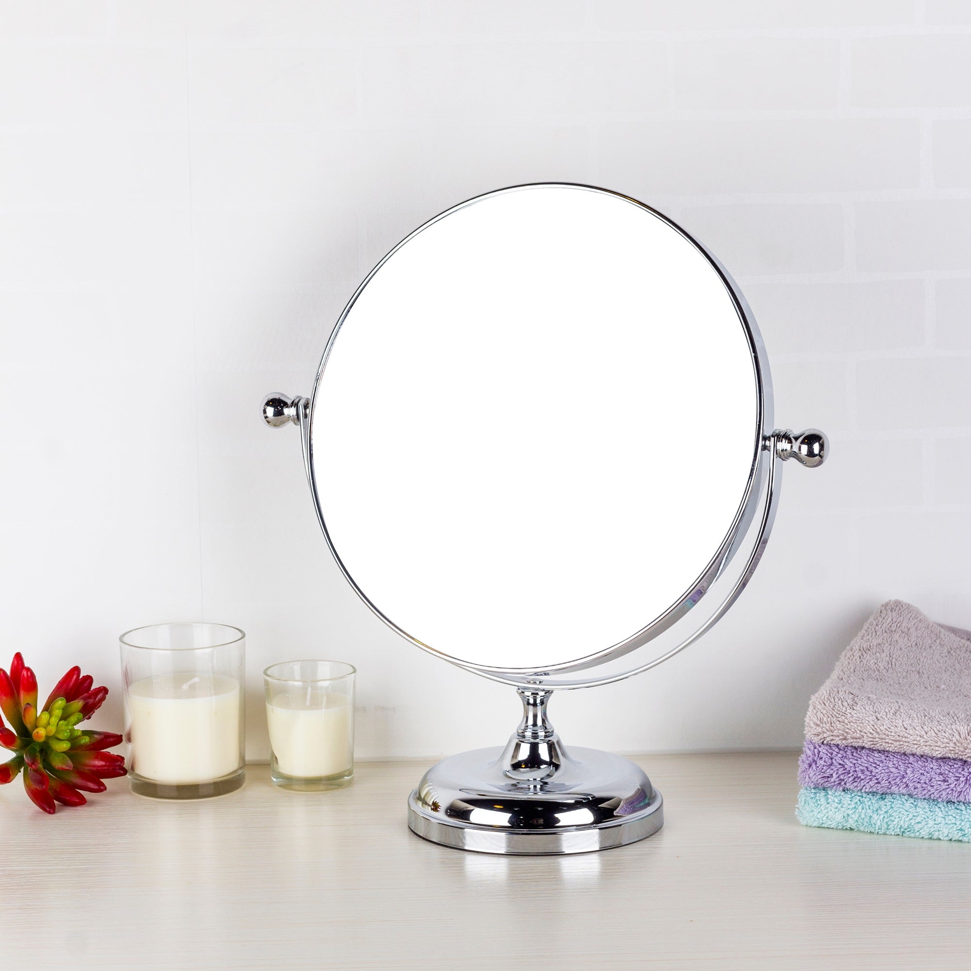 Oversized Chrome Free Standing Dressing Table Mirror