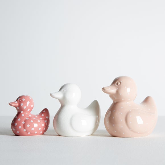 Set Of 3 Ceramic Duck Ornaments