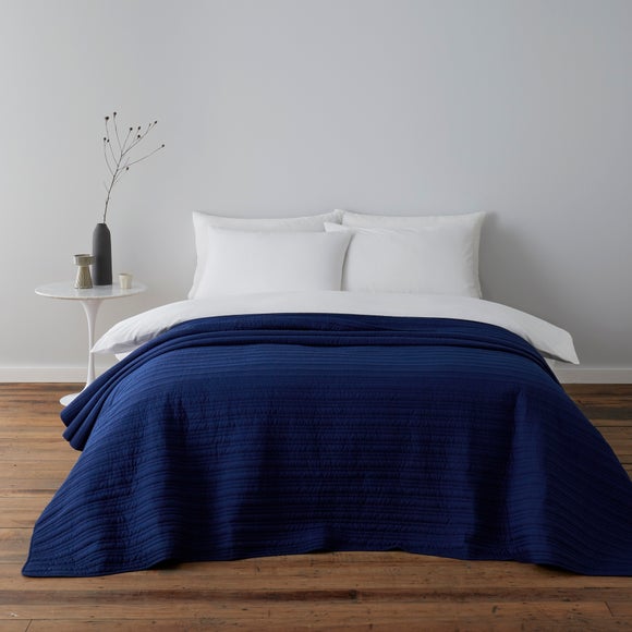 Channel Stitch Blue Bedspread