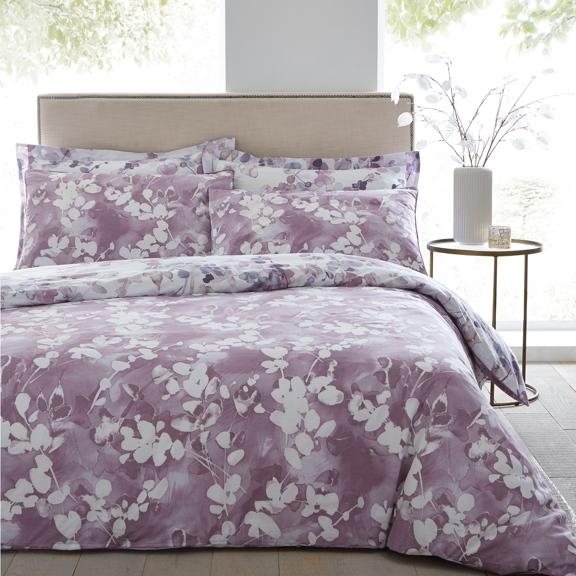 Honesty Mauve Reversible Duvet Cover And Pillowcase Set 