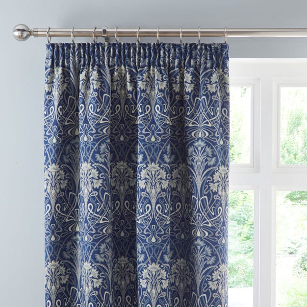 Lucetta Navy Pencil Pleat Curtains Navy undefined