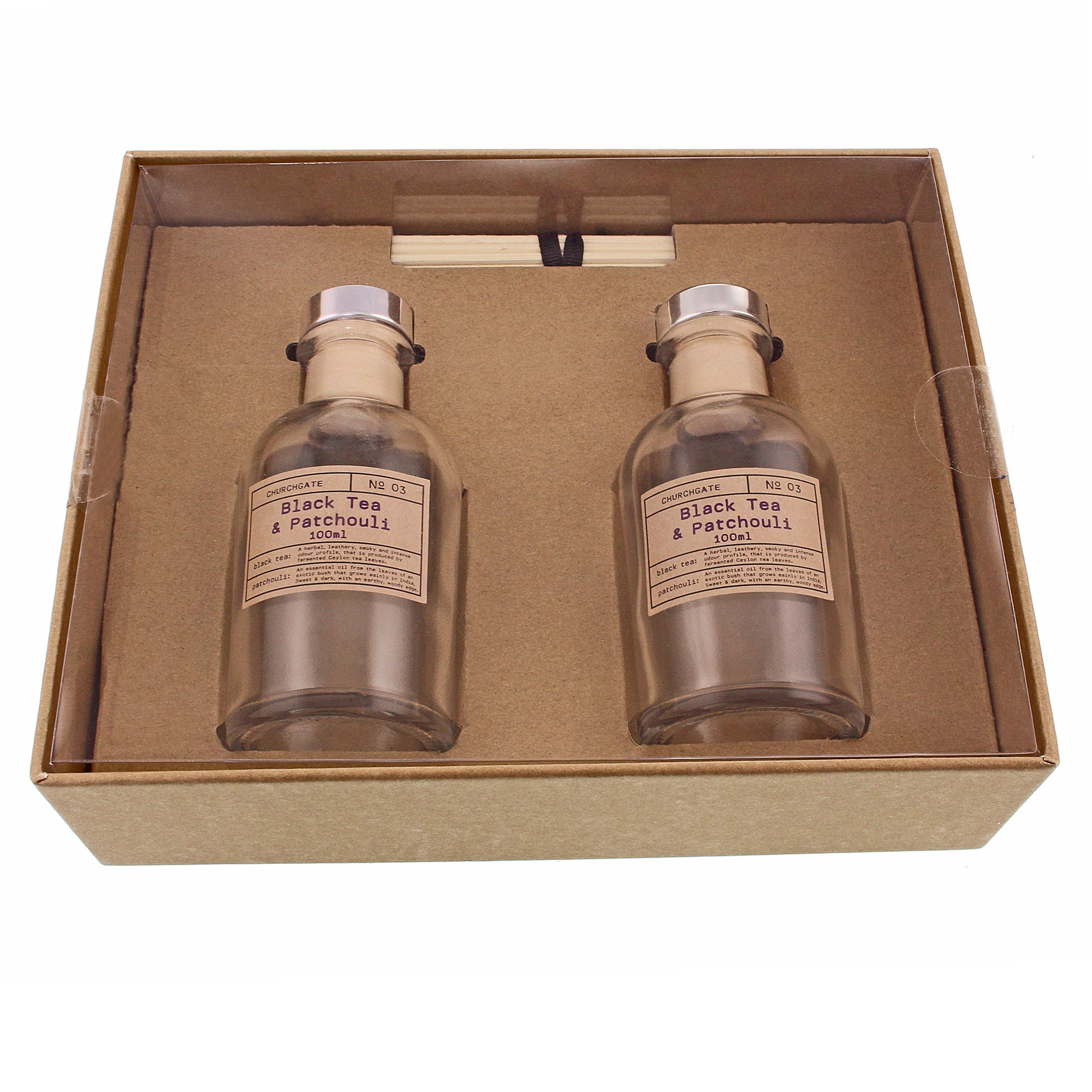 Churchgate Black Tea And Patchouli Set Of Two Diffusers Brown
