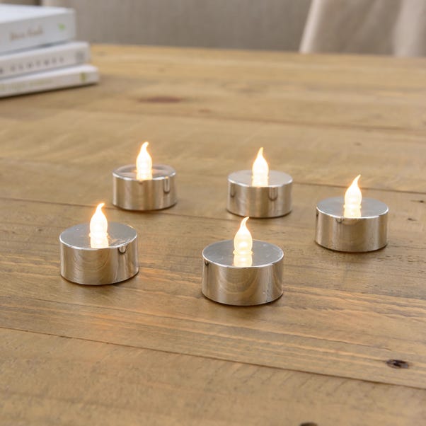 Pack of 5 Silver LED Tealights image 1 of 2