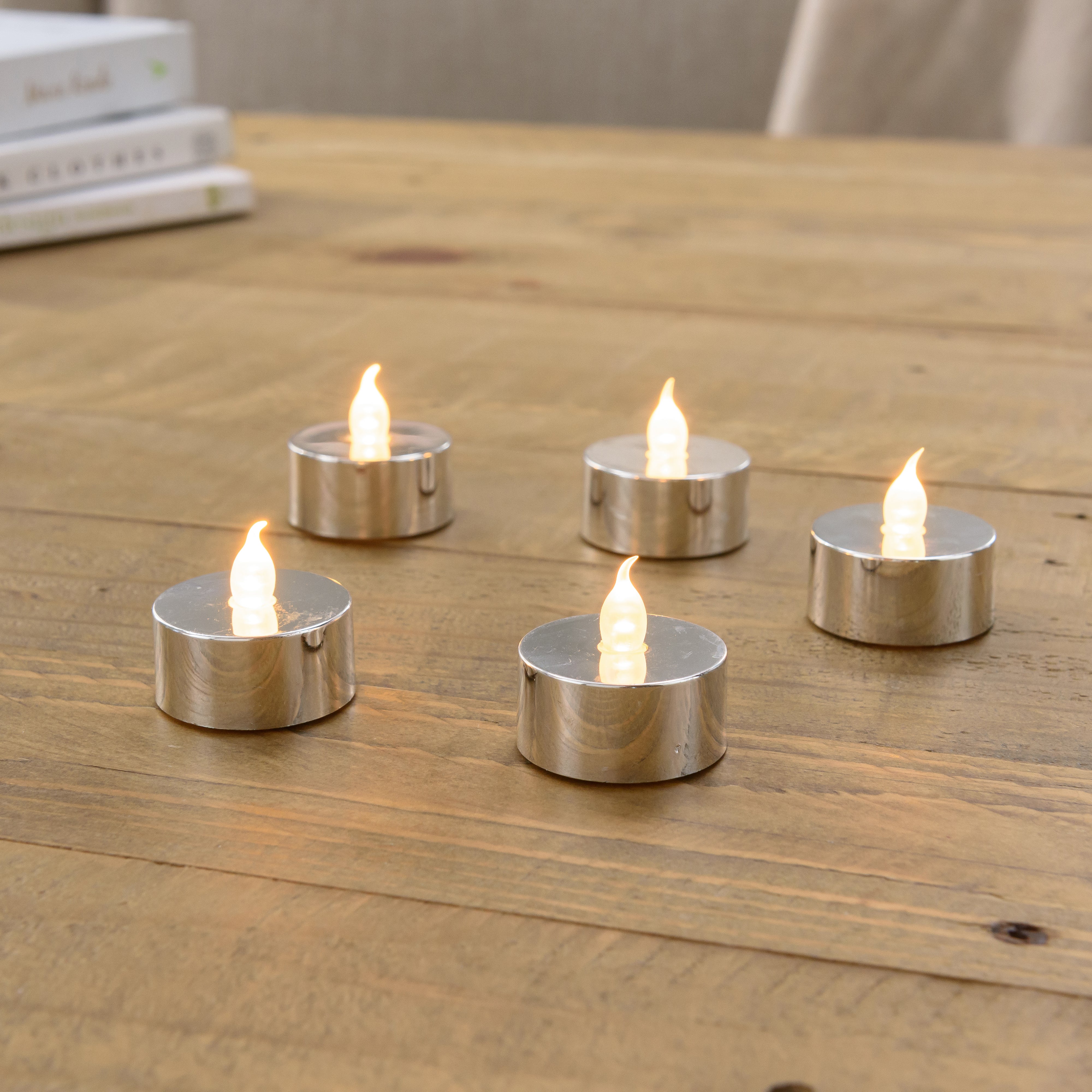 Pack of 5 Silver LED Tealights