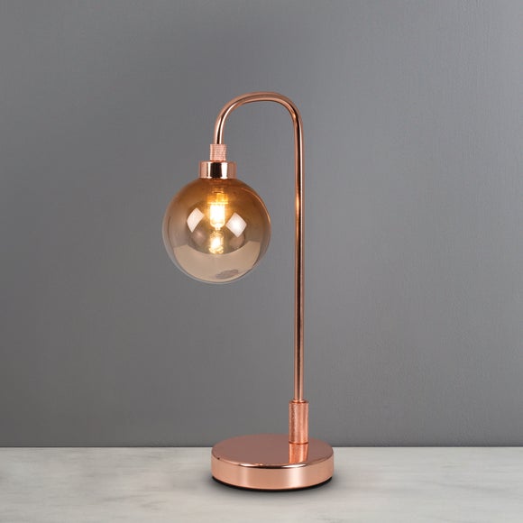 Tanner Copper and Glass Table Lamp | Dunelm