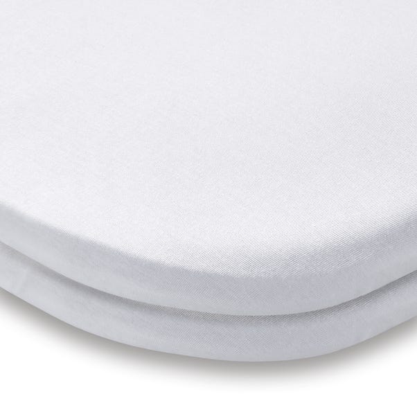 Pack of 2 White 100% Cotton Jersey Travel Cot Fitted Sheets White undefined