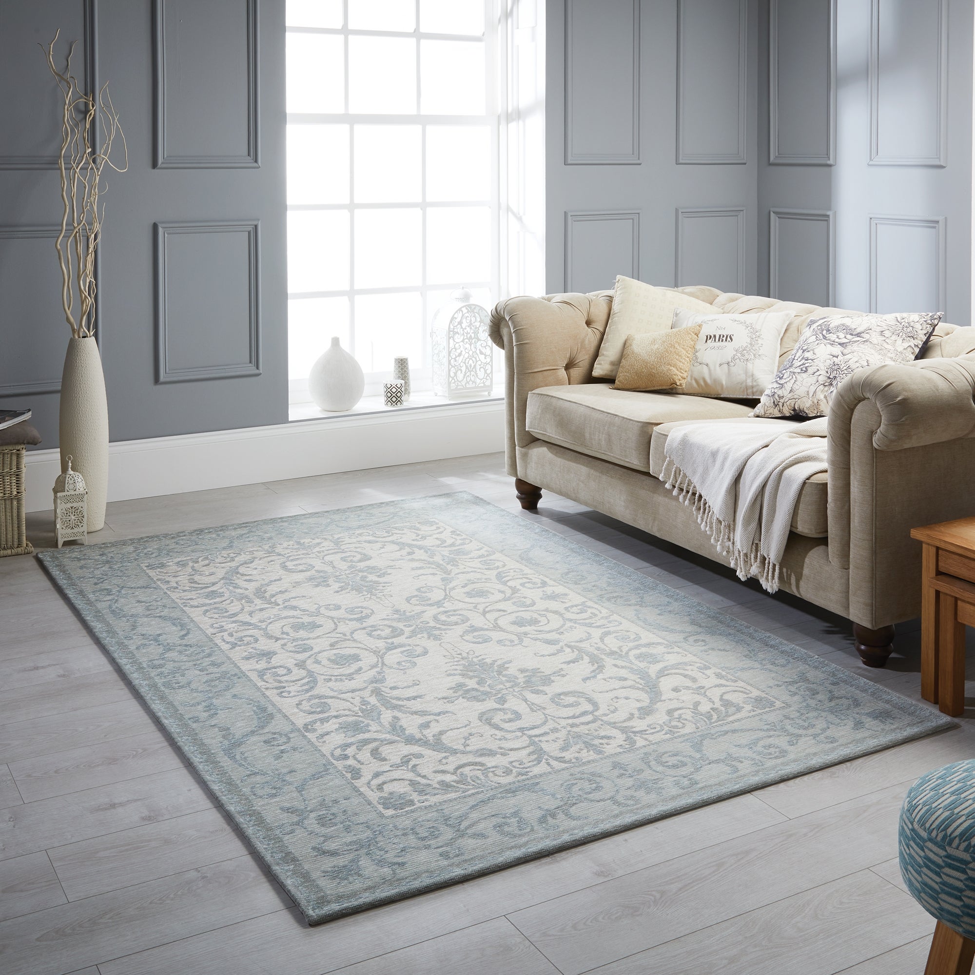 £124.50 for Dorma regency duck egg chenille rug duck egg blue- | deal