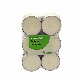 Essentials Pack of 12 Unscented Maxi Tealights