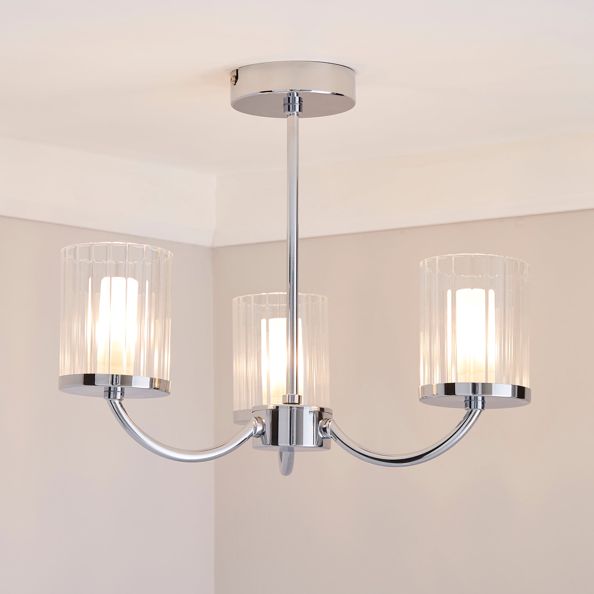 Mavia 3 Light Glass Bathroom Semi Flush Ceiling Light