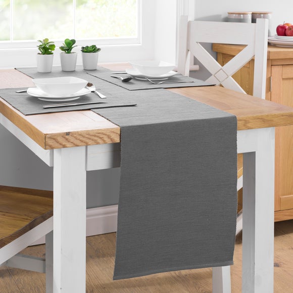 Pack Of 2 Charcoal Ribbed Placemats Dunelm