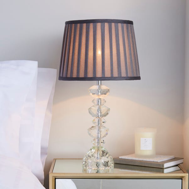 Dorma Genevieve Crystal Candlestick Table Lamp Grey