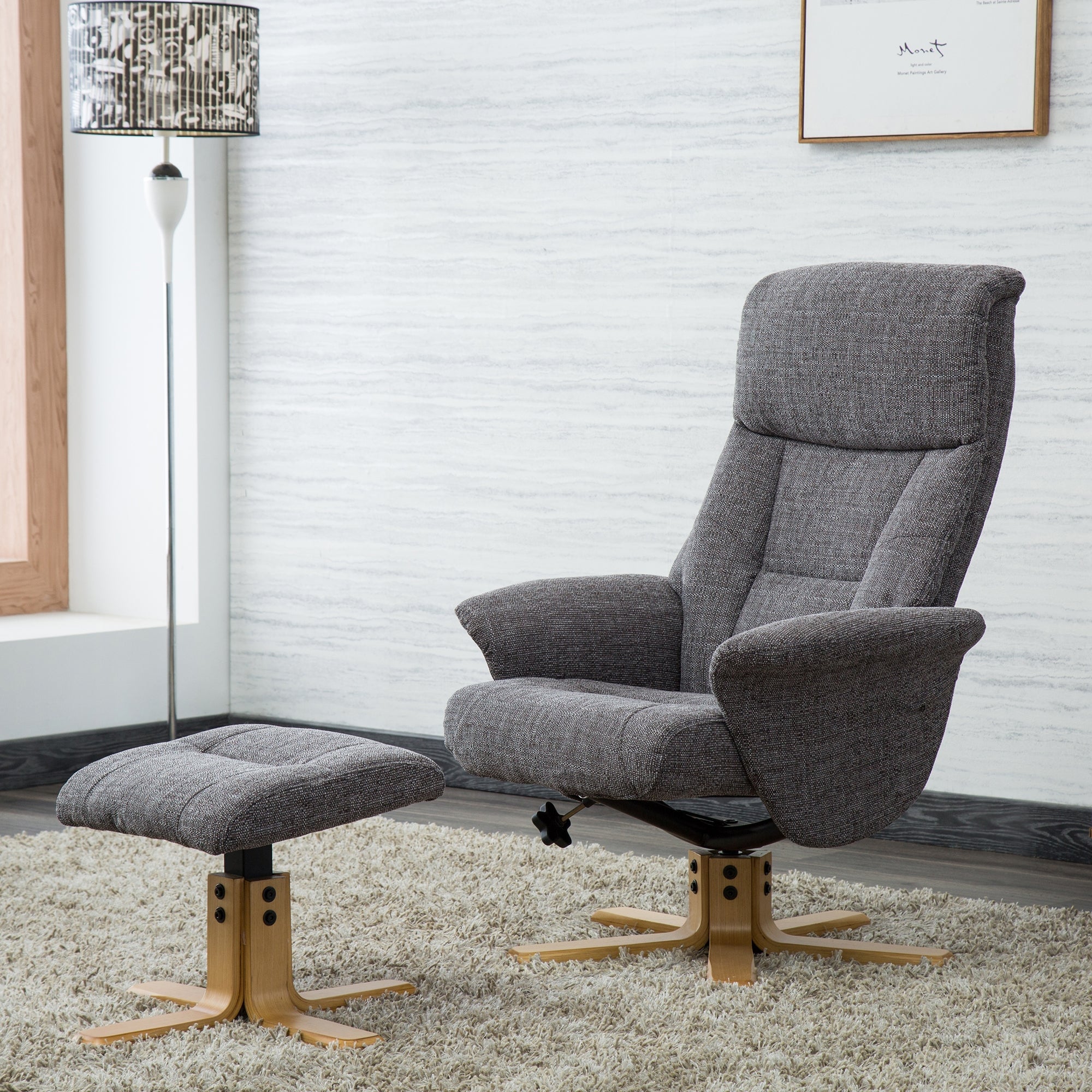 Whitham Swivel Recliner Chair - Grey | Dunelm