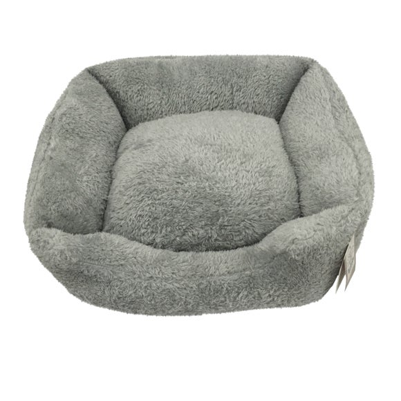 Teddy Bear Grey Square Dog Bed | Dunelm