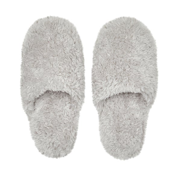 Teddy Bear Grey Slippers | Dunelm