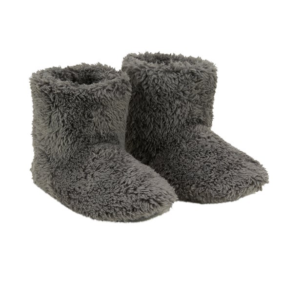 Teddy Bear Charcoal Slipper Boots | Dunelm